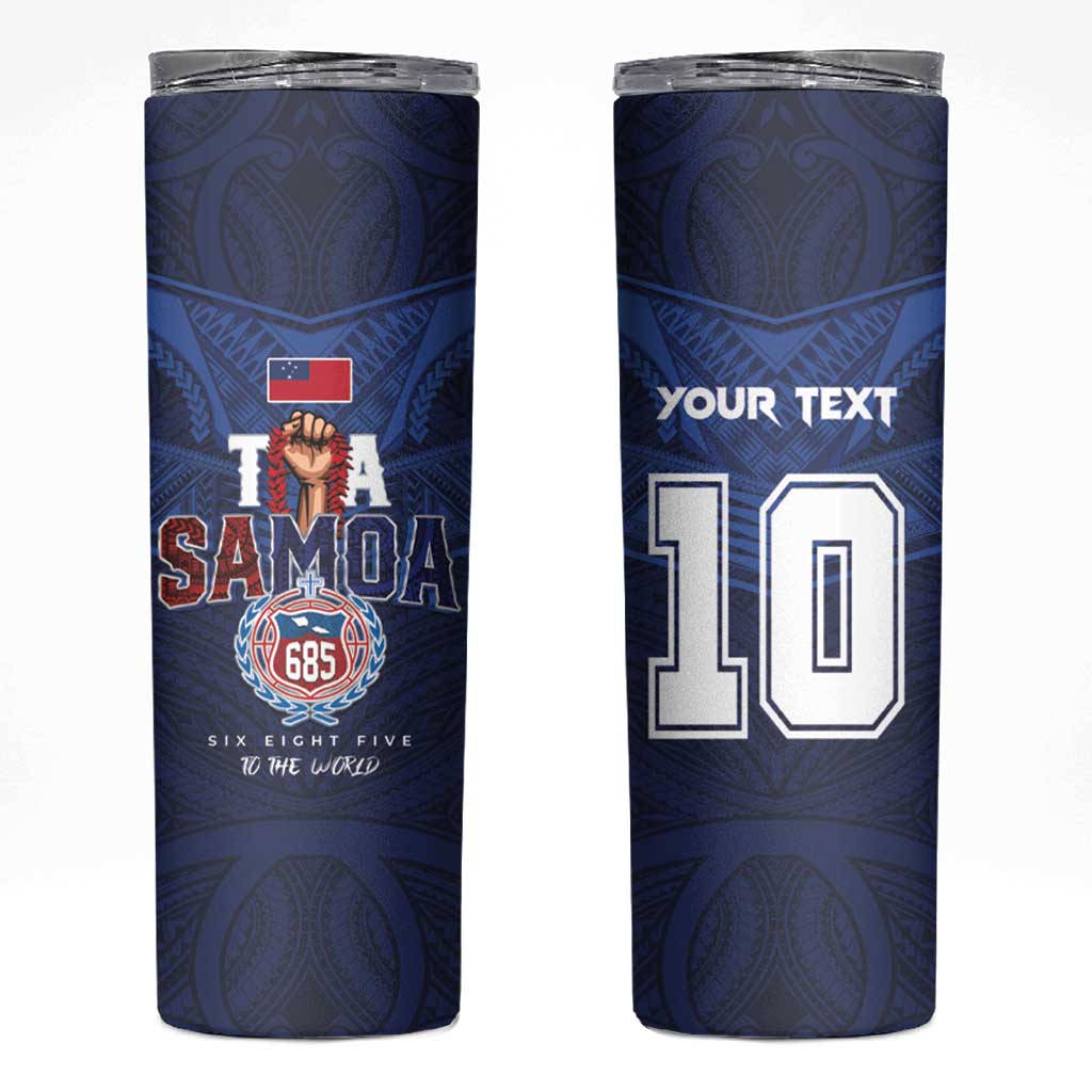 Custom Rugby Toa Samoa Skinny Tumbler Champions Six Eight Five - Polynesian Pride