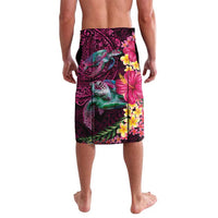Hawaiian Plumeria and Hibiscus with Turtles Lavalava Polynesian Art Red Color - Polynesian Pride