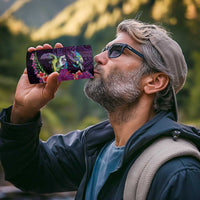 Hawaiian Plumeria and Hibiscus with Turtles 4 in 1 Can Cooler Tumbler Polynesian Art Purple Color - Polynesian Pride