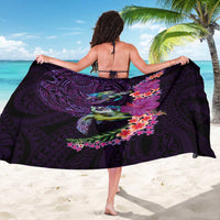 Hawaiian Plumeria and Hibiscus with Turtles Sarong Polynesian Art Purple Color LT03 - Polynesian Pride