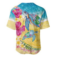 Hawaiian Tropical Plants Turtles Baseball Jersey Watercolor Style - Polynesian Pride