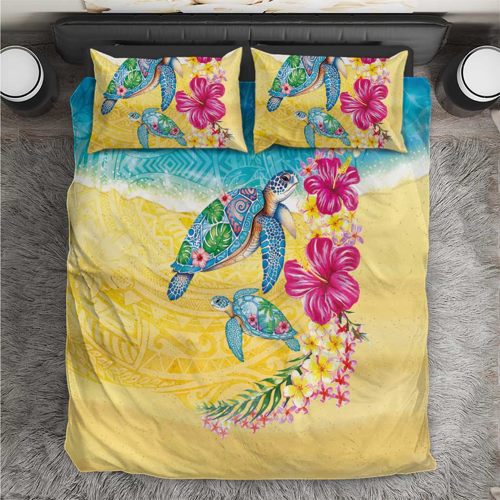 Hawaiian Tropical Plants Turtles Bedding Set Watercolor Style - Polynesian Pride