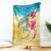 Hawaiian Tropical Plants Turtles Blanket Watercolor Style - Polynesian Pride