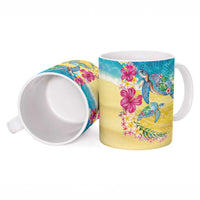 Hawaiian Tropical Plants Turtles Ceramic Mug Watercolor Style - Polynesian Pride