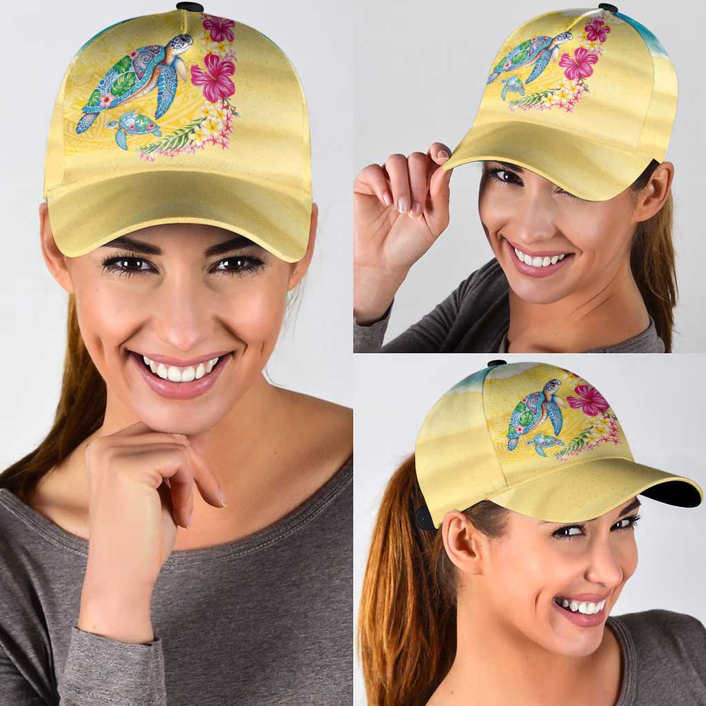 Hawaiian Tropical Plants Turtles Classic Cap Watercolor Style - Polynesian Pride