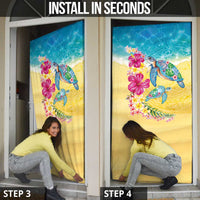 Hawaiian Tropical Plants Turtles Door Cover Watercolor Style - Polynesian Pride