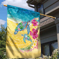 Hawaiian Tropical Plants Turtles Garden Flag Watercolor Style - Polynesian Pride