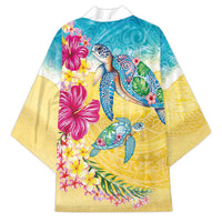 Hawaiian Tropical Plants Turtles Kimono Watercolor Style - Polynesian Pride
