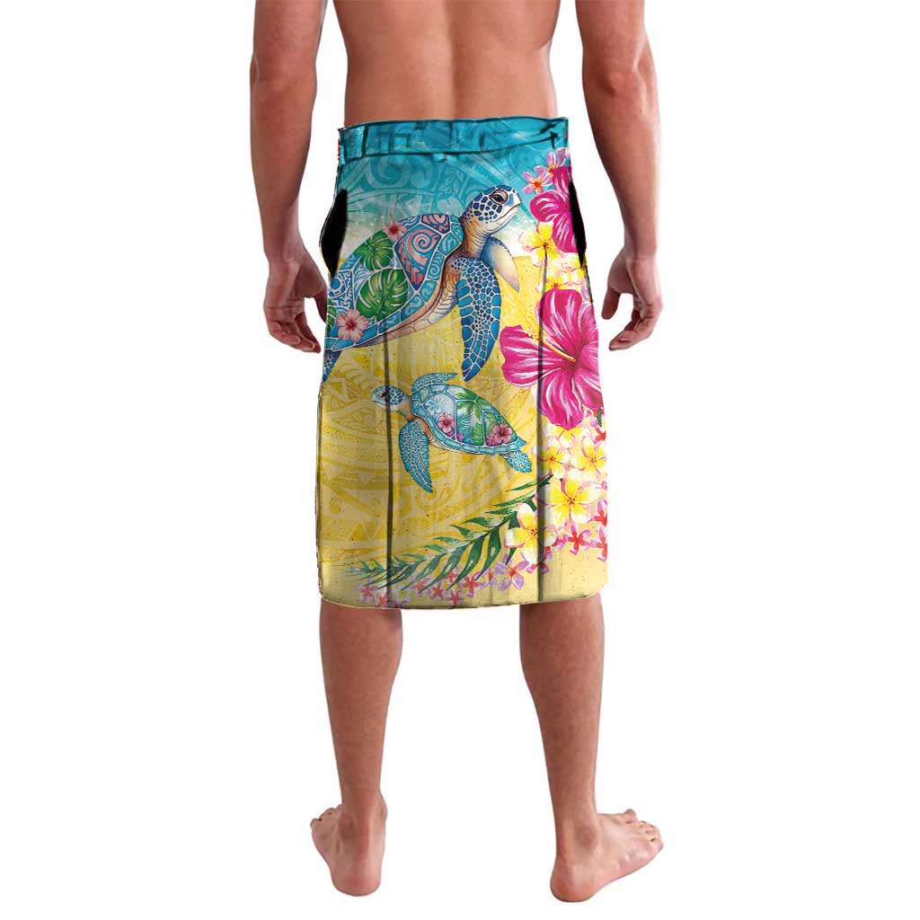 Hawaiian Tropical Plants Turtles Lavalava Watercolor Style - Polynesian Pride