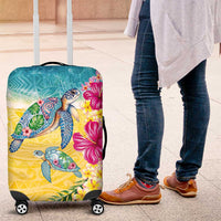 Hawaiian Tropical Plants Turtles Luggage Cover Watercolor Style - Polynesian Pride