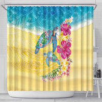 Hawaiian Tropical Plants Turtles Shower Curtain Watercolor Style - Polynesian Pride