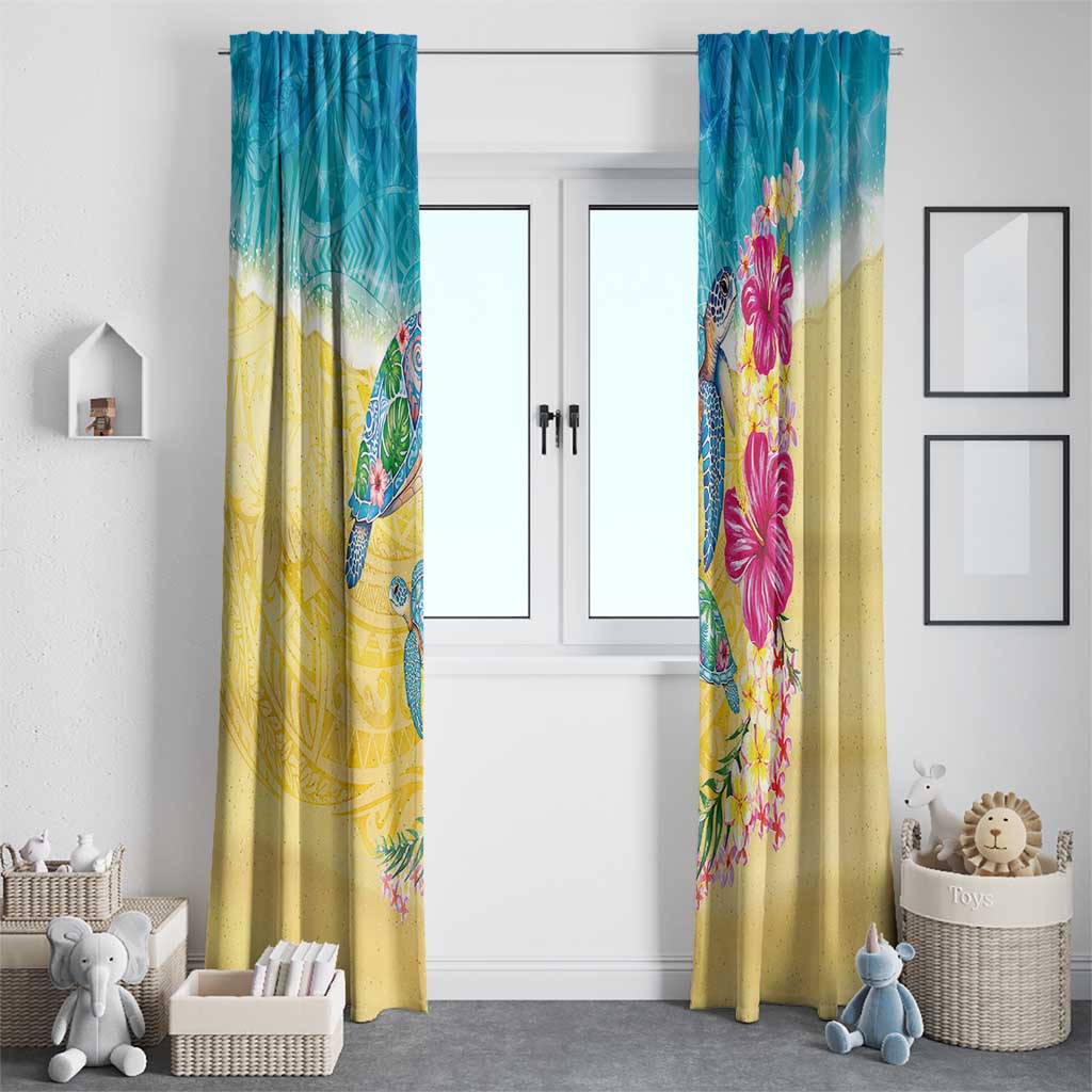 Hawaiian Tropical Plants Turtles Window Curtain Watercolor Style - Polynesian Pride