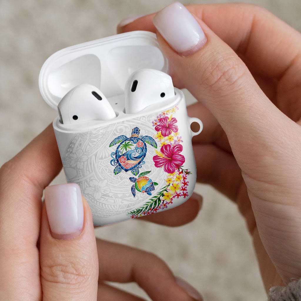 Hawaiian Abstract Art Turtles AirPods Case with Plumeria and Hibiscus - Polynesian Pride