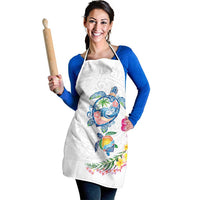 Hawaiian Abstract Art Turtles Apron with Plumeria and Hibiscus - Polynesian Pride