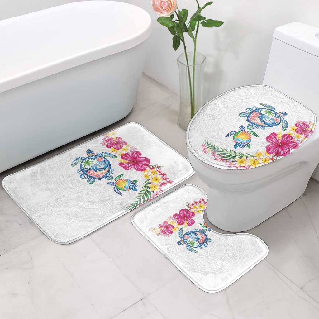 Hawaiian Abstract Art Turtles Bathroom Set with Plumeria and Hibiscus - Polynesian Pride