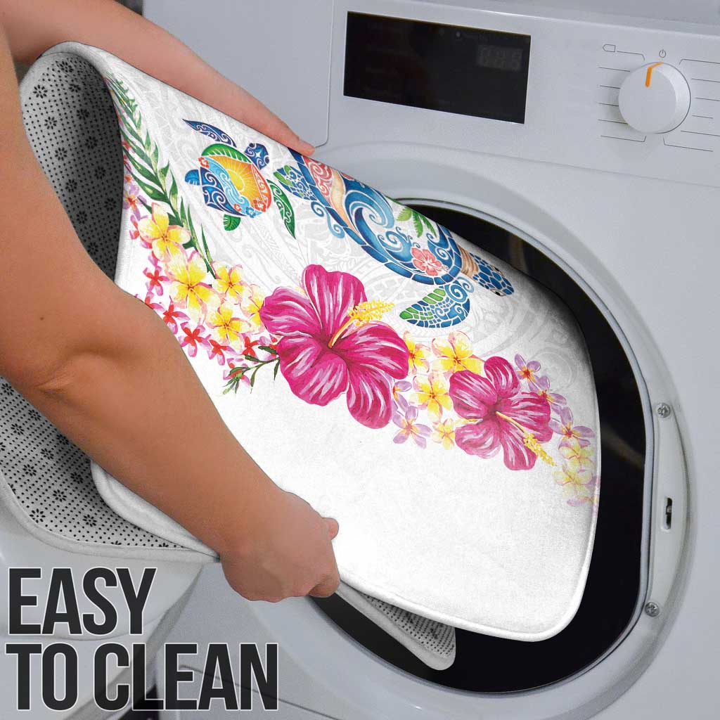 Hawaiian Abstract Art Turtles Bathroom Set with Plumeria and Hibiscus - Polynesian Pride