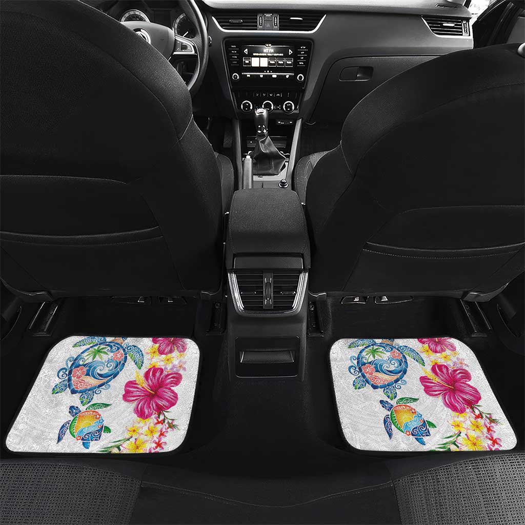 Hawaiian Abstract Art Turtles Car Mats with Plumeria and Hibiscus - Polynesian Pride