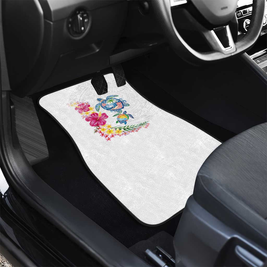 Hawaiian Abstract Art Turtles Car Mats with Plumeria and Hibiscus - Polynesian Pride