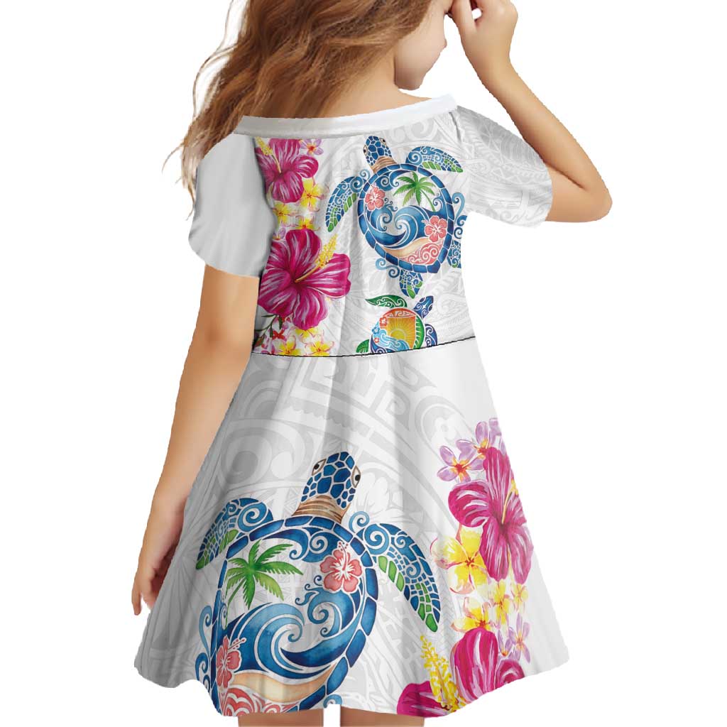 Hawaiian Abstract Art Turtles Family Matching Long Sleeve Bodycon Dress and Hawaiian Shirt with Plumeria and Hibiscus - Polynesian Pride