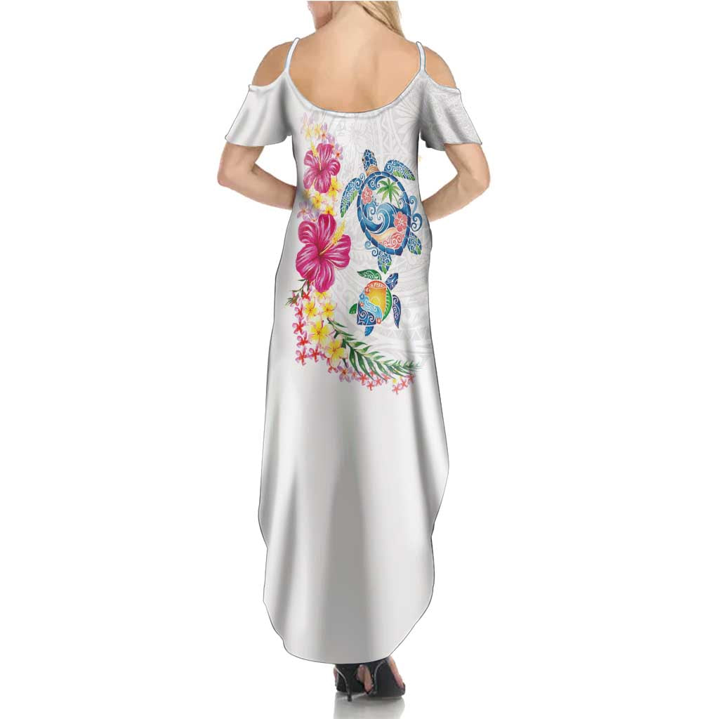 Hawaiian Abstract Art Turtles Family Matching Summer Maxi Dress and Hawaiian Shirt with Plumeria and Hibiscus - Polynesian Pride