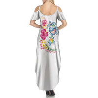Hawaiian Abstract Art Turtles Family Matching Summer Maxi Dress and Hawaiian Shirt with Plumeria and Hibiscus - Polynesian Pride