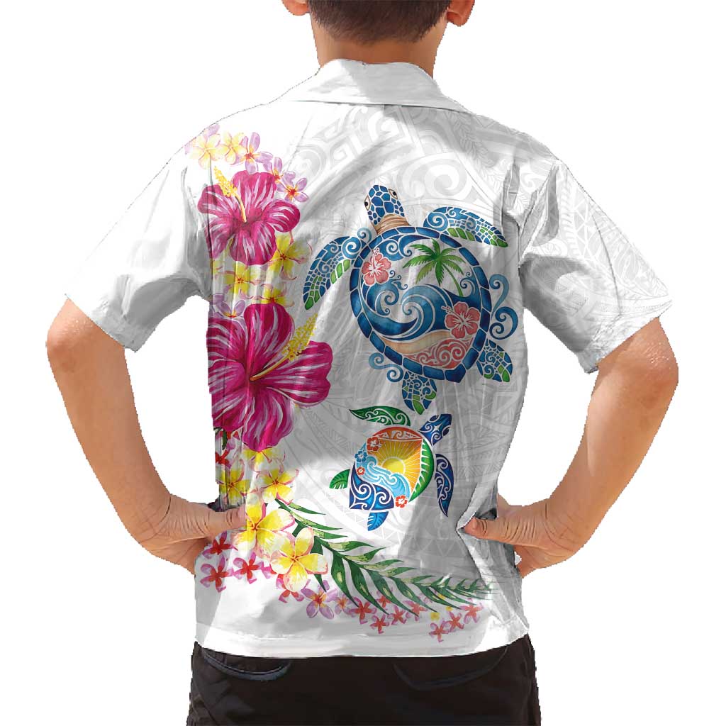 Hawaiian Abstract Art Turtles Family Matching Tank Maxi Dress and Hawaiian Shirt with Plumeria and Hibiscus - Polynesian Pride