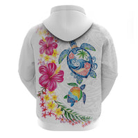 Hawaiian Abstract Art Turtles Hoodie with Plumeria and Hibiscus - Polynesian Pride