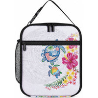 Hawaiian Abstract Art Turtles Lunch Bag LT03 10.2 × 8.3 × 4.3 inch White - Polynesian Pride