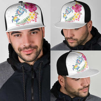 Hawaiian Abstract Art Turtles Mesh Trucker Cap with Plumeria and Hibiscus - Polynesian Pride