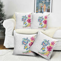 Hawaiian Abstract Art Turtles Pillow Cover with Plumeria and Hibiscus - Polynesian Pride