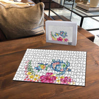 Hawaiian Abstract Art Turtles Puzzle with Plumeria and Hibiscus - Polynesian Pride