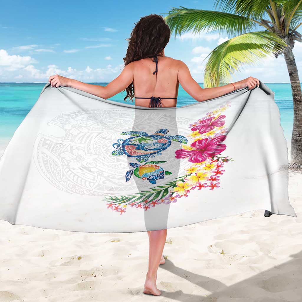 Hawaiian Abstract Art Turtles Sarong with Plumeria and Hibiscus LT03 - Polynesian Pride