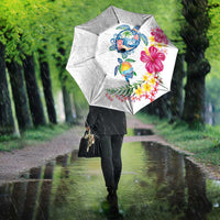 Hawaiian Abstract Art Turtles Umbrella with Plumeria and Hibiscus - Polynesian Pride