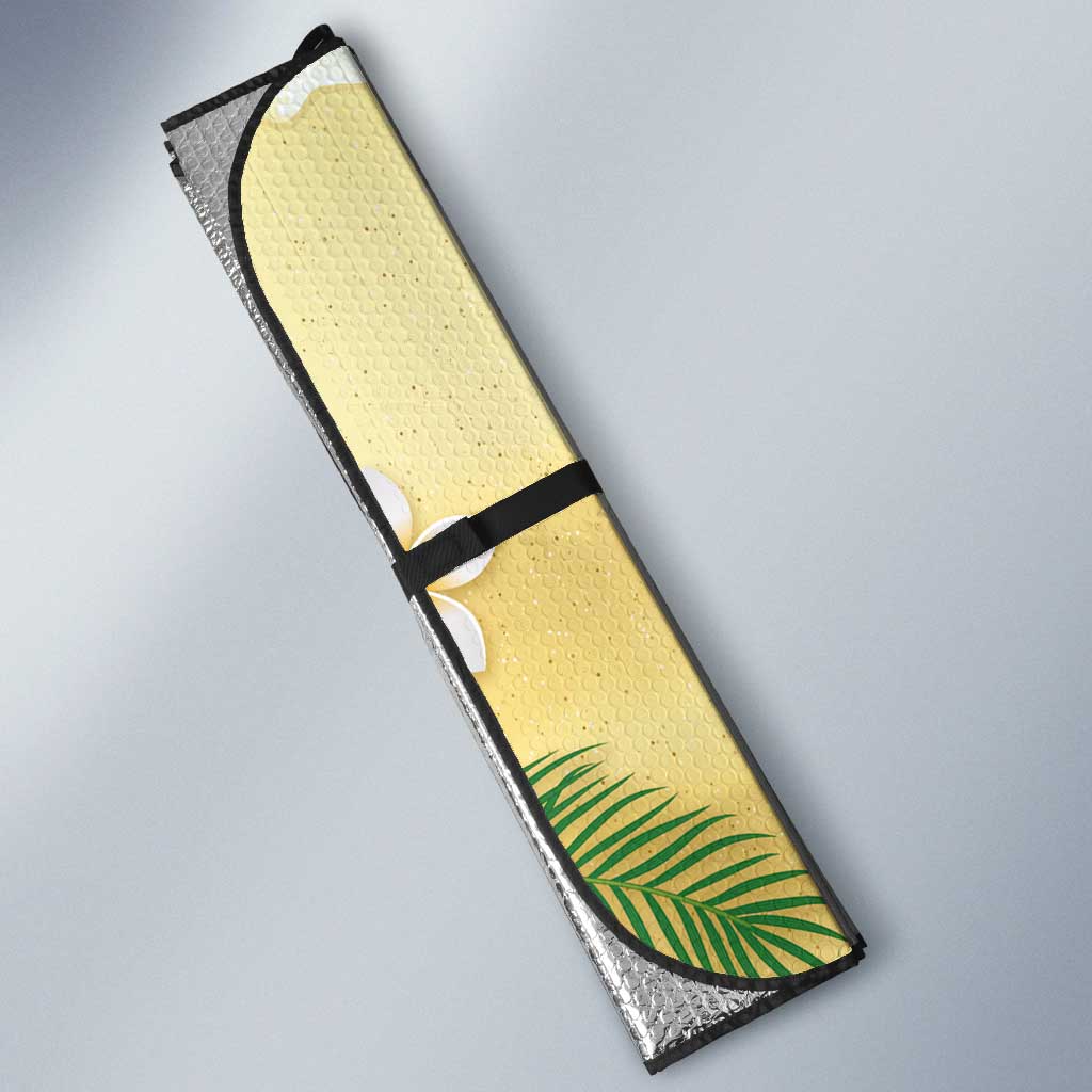 Hawaiian Mele Kalikimaka Auto Sun Shade Tropical Plumeria and Lei Funny Santa Beach - Polynesian Pride