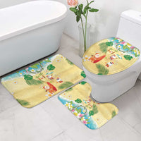 Hawaiian Mele Kalikimaka Bathroom Set Tropical Plumeria and Lei Funny Santa Beach - Polynesian Pride