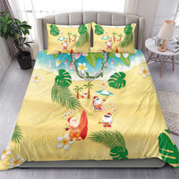 Hawaiian Mele Kalikimaka Bedding Set Tropical Plumeria and Lei Funny Santa Beach - Polynesian Pride