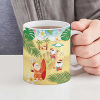 Hawaiian Mele Kalikimaka Ceramic Mug Tropical Plumeria and Lei Funny Santa Beach - Polynesian Pride