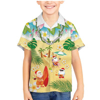 Hawaiian Mele Kalikimaka Family Matching Mermaid Dress and Hawaiian Shirt Tropical Plumeria and Lei Funny Santa Beach - Polynesian Pride