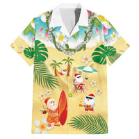 Hawaiian Mele Kalikimaka Family Matching Summer Maxi Dress and Hawaiian Shirt Tropical Plumeria and Lei Funny Santa Beach - Polynesian Pride