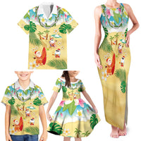 Hawaiian Mele Kalikimaka Family Matching Tank Maxi Dress and Hawaiian Shirt Tropical Plumeria and Lei Funny Santa Beach - Polynesian Pride