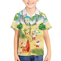 Hawaiian Mele Kalikimaka Family Matching Tank Maxi Dress and Hawaiian Shirt Tropical Plumeria and Lei Funny Santa Beach - Polynesian Pride