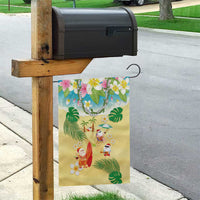 Hawaiian Mele Kalikimaka Garden Flag Tropical Plumeria and Lei Funny Santa Beach - Polynesian Pride