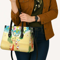 Hawaiian Mele Kalikimaka Leather Bag Tropical Plumeria and Lei Funny Santa Beach - Polynesian Pride