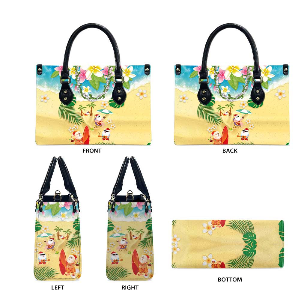 Hawaiian Mele Kalikimaka Leather Bag Tropical Plumeria and Lei Funny Santa Beach - Polynesian Pride
