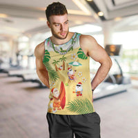 Hawaiian Mele Kalikimaka Men Tank Top Tropical Plumeria and Lei Funny Santa Beach - Polynesian Pride