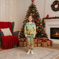 Hawaiian Mele Kalikimaka Christmas Pajama Set Funny Santa Claus on Beach with Tropical Plants and Lei - Polynesian Pride