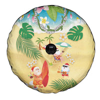 Hawaiian Mele Kalikimaka Spare Tire Cover Tropical Plumeria and Lei Funny Santa Beach - Polynesian Pride