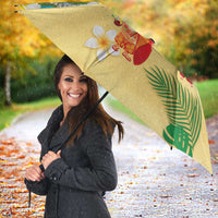Hawaiian Mele Kalikimaka Umbrella Tropical Plumeria and Lei Funny Santa Beach - Polynesian Pride