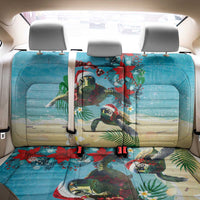 Hawaiian Mele Kalikimaka Back Car Seat Cover Tropical Xmas Turtles Red Poinsettia Watercolor - Polynesian Pride