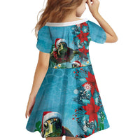Hawaiian Mele Kalikimaka Family Matching Tank Maxi Dress and Hawaiian Shirt Tropical Xmas Turtles Red Poinsettia Watercolor - Polynesian Pride